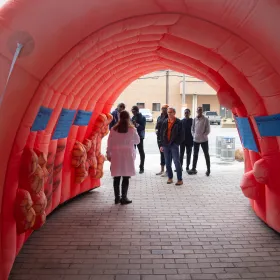 A walk through a giant colon at the Dell Medical School