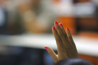 Hand raised in class