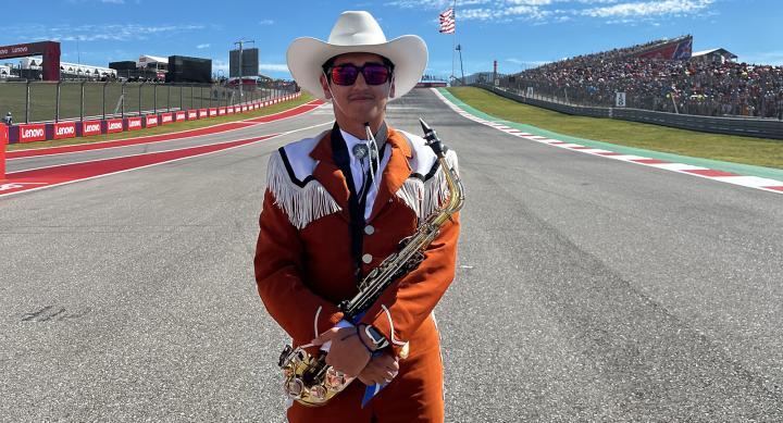 Santiago Hernandez and his saxophone